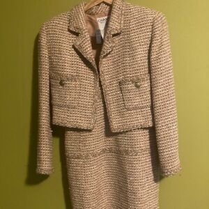 Chanel Pink Gold tweed with matching jacket. Stunning. Size 4. Authentic